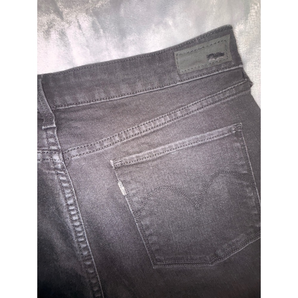Levis Slight Curve Mid Rise Straight Leg Black Jeans Womens 14/32 - Picture 7 of 8
